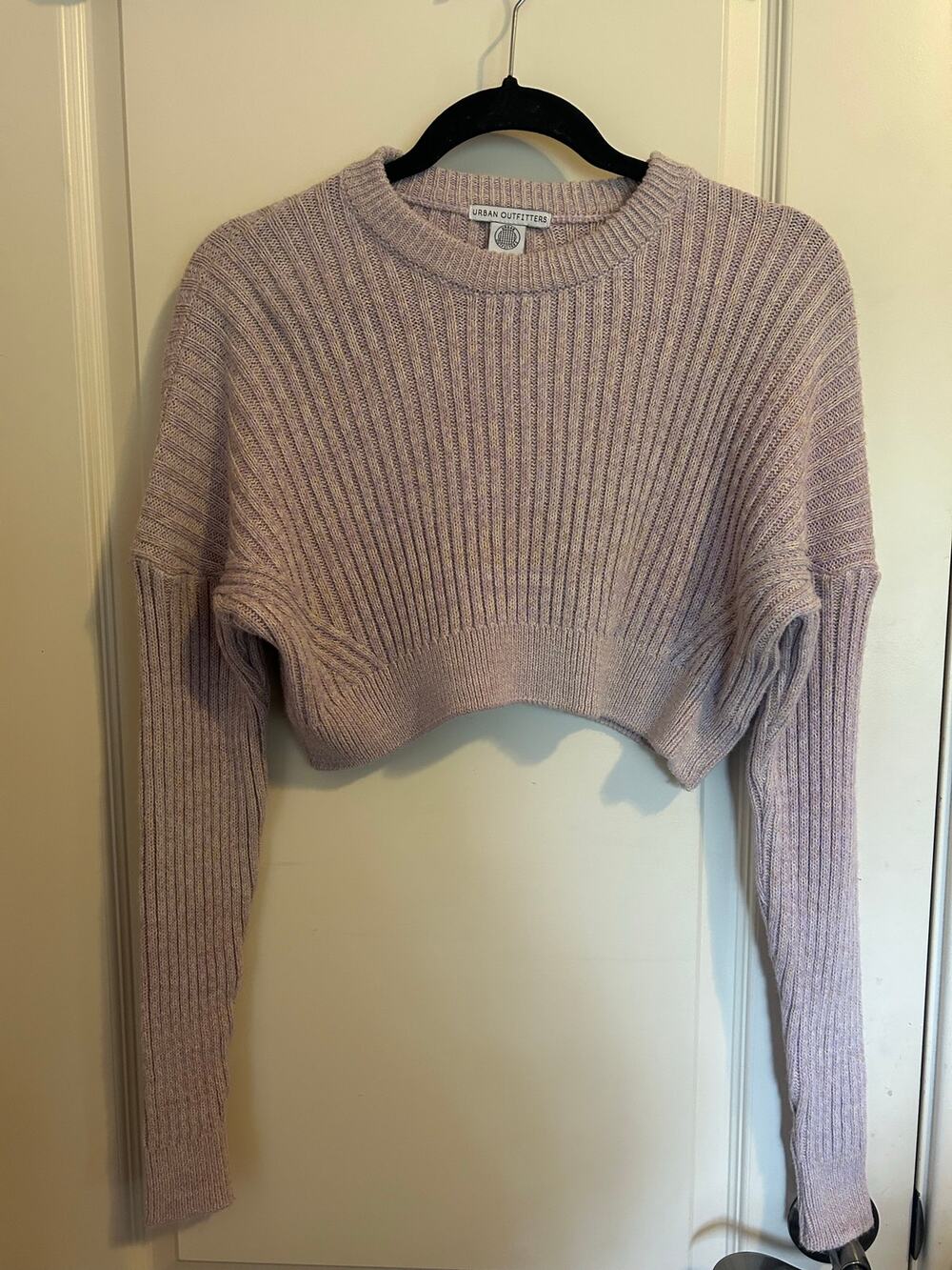 Urban Outfitters Lavender Cropped Ribbed Knit Sweater